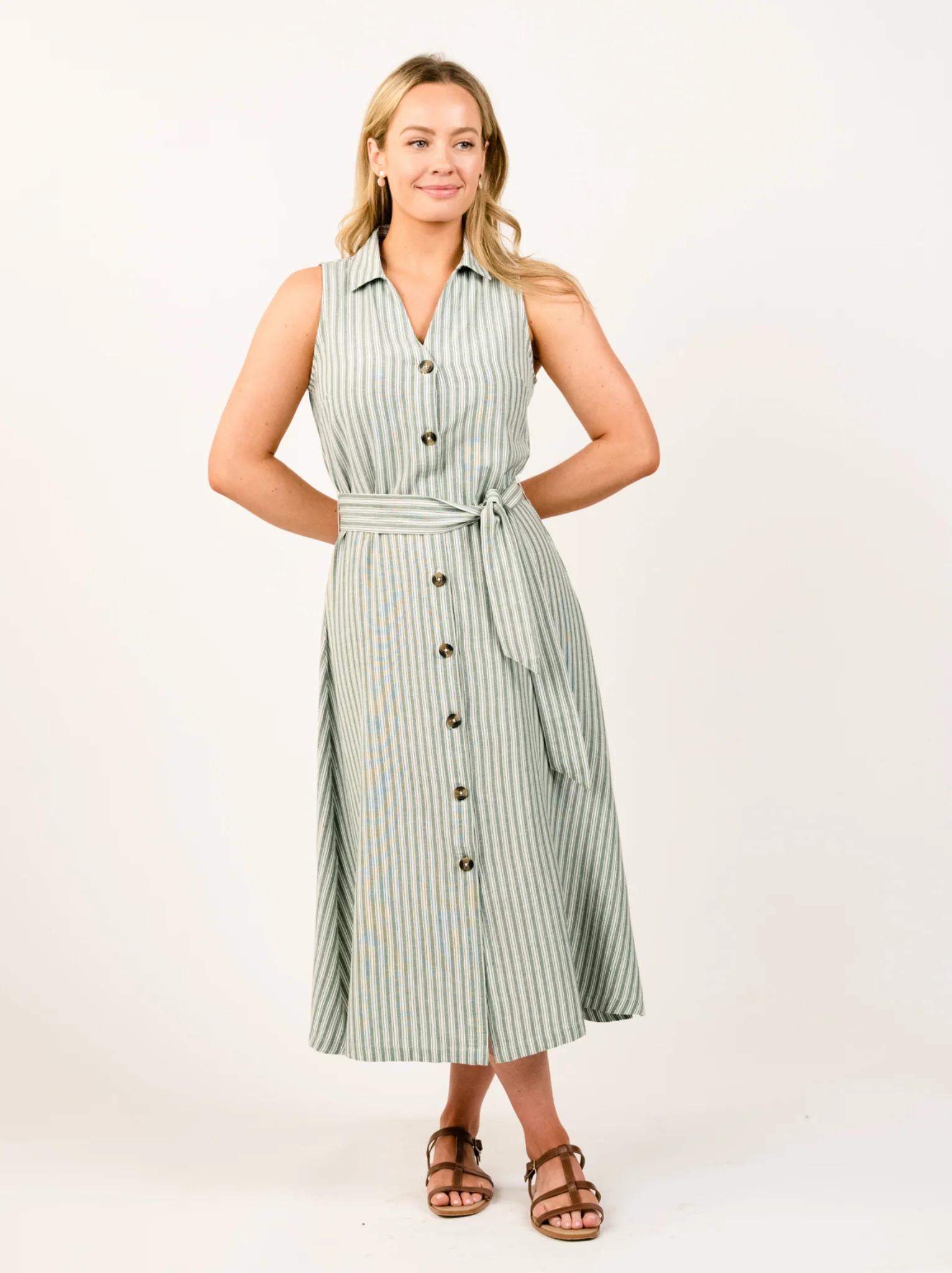 Maddison Button-Front Sleeveless Midi Dress - Image 4